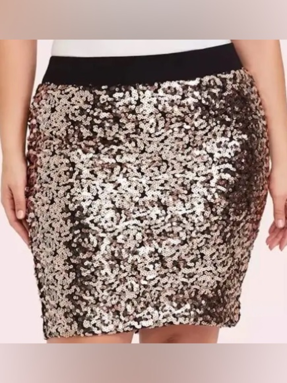 Torrid Womens Plus 2X Elastic Waist Gold Sequin Mini Stretch holiday party